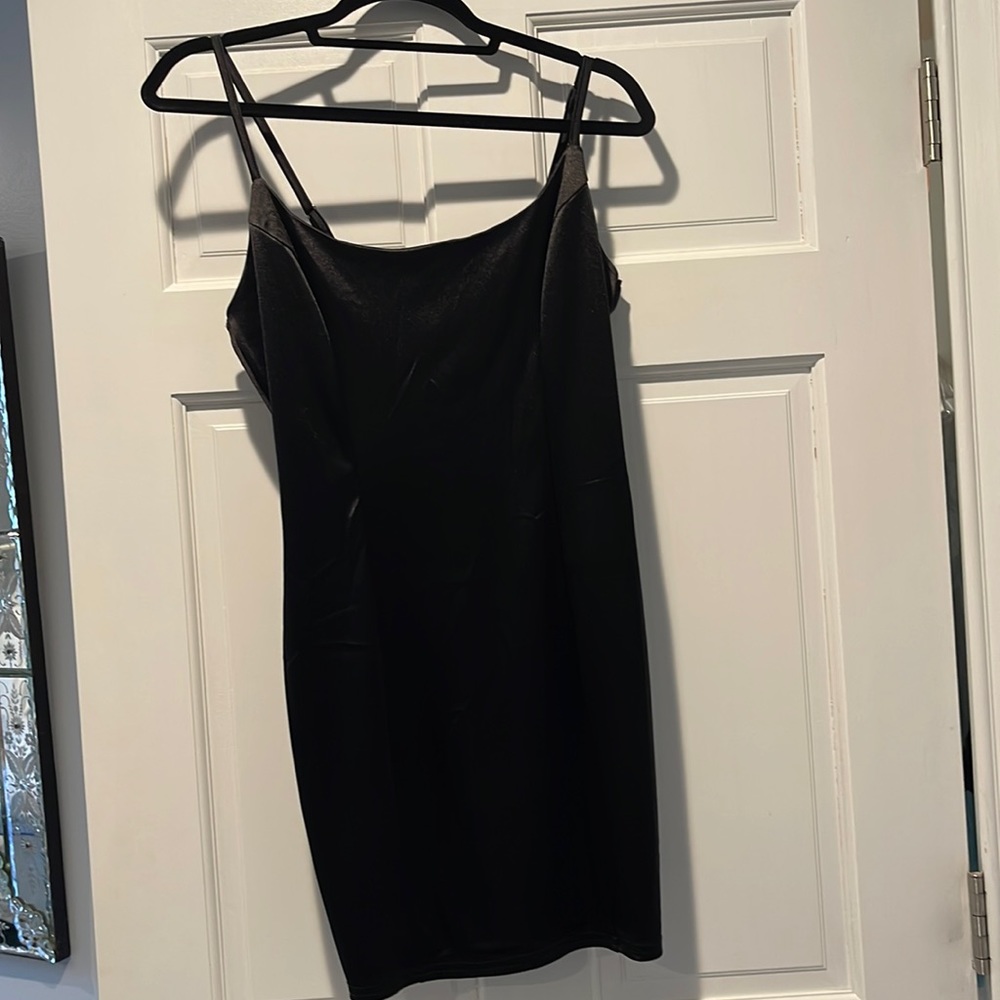 Black silk mini dress